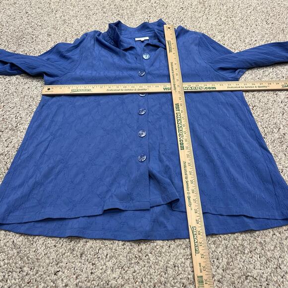 Habitat Textured Button Front Top Sz XXL Blue Casual Artsy Preppy Rayon - Picture 5 of 6